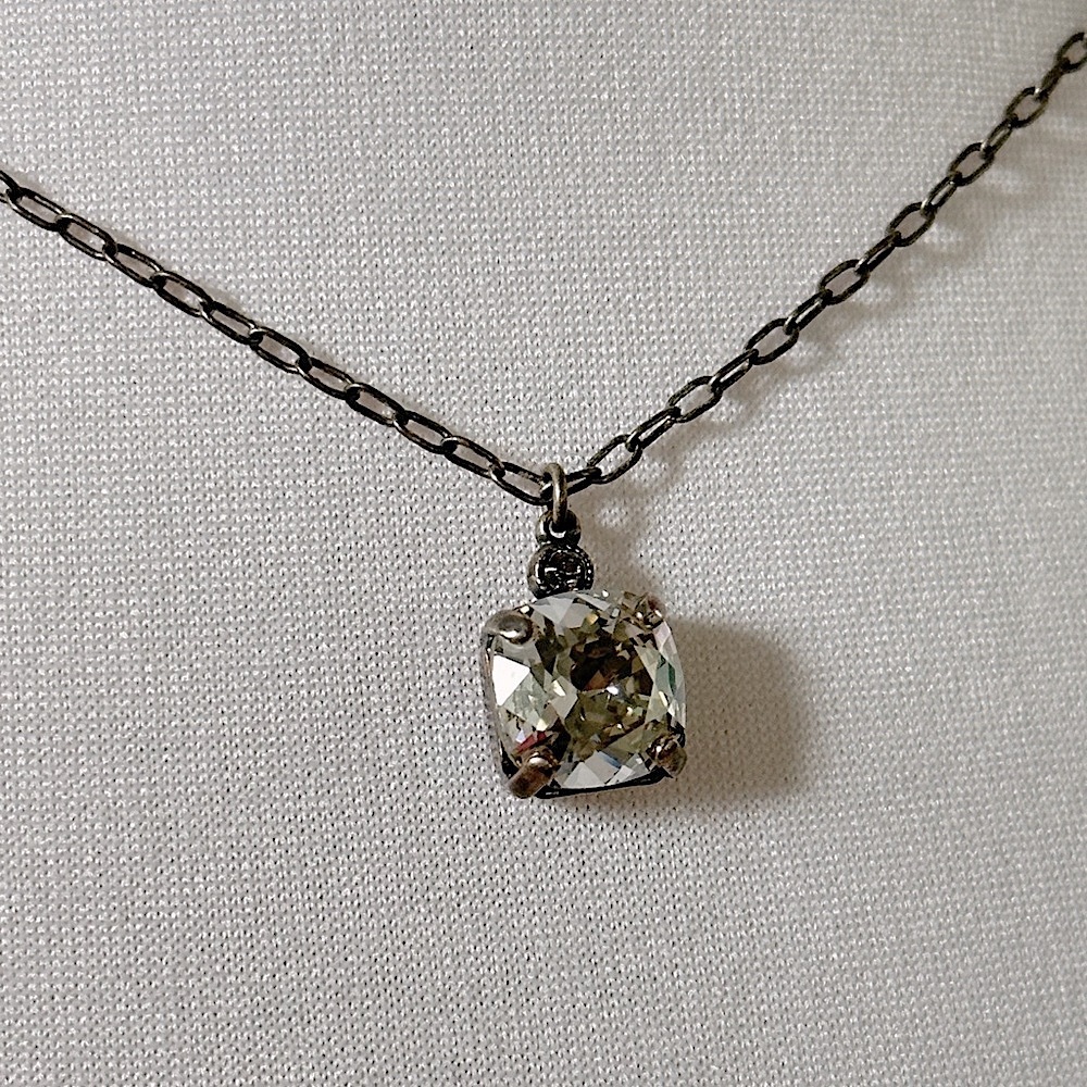 Catherine Popesco La Vie Parisienne Silver Cushion Swarovski Crystal Necklace